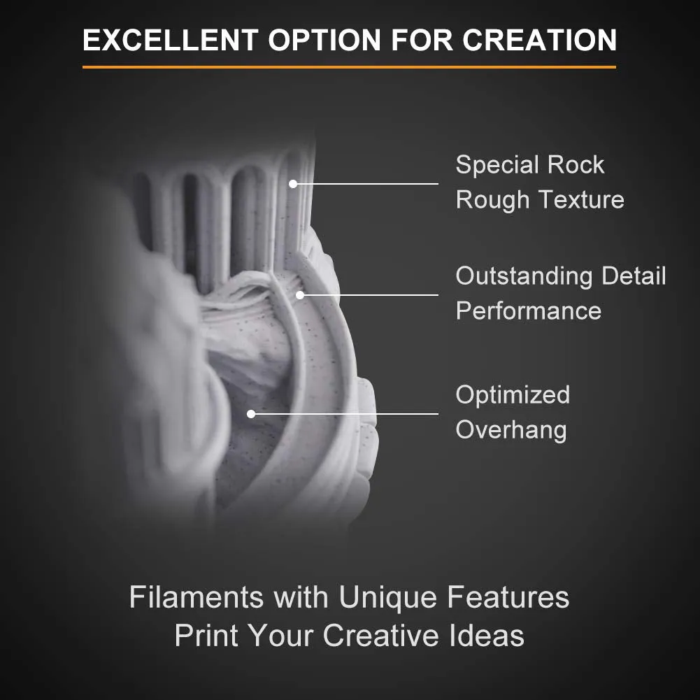 OVERTURE Rock PLA Matte Filament,Rock White,1.75mm with 3D Build Surface 200mm × 200mm 3D Printer Consumables, 1kg Spool (2.2lbs), Dimensional Accuracy  /- 0.05 mm, Fit Most FDM Printer