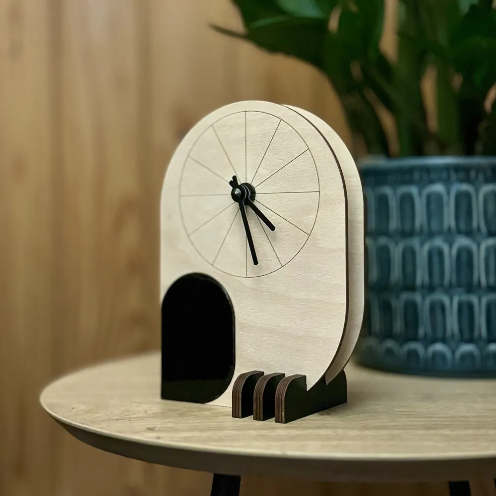 Owl table clock - birch
