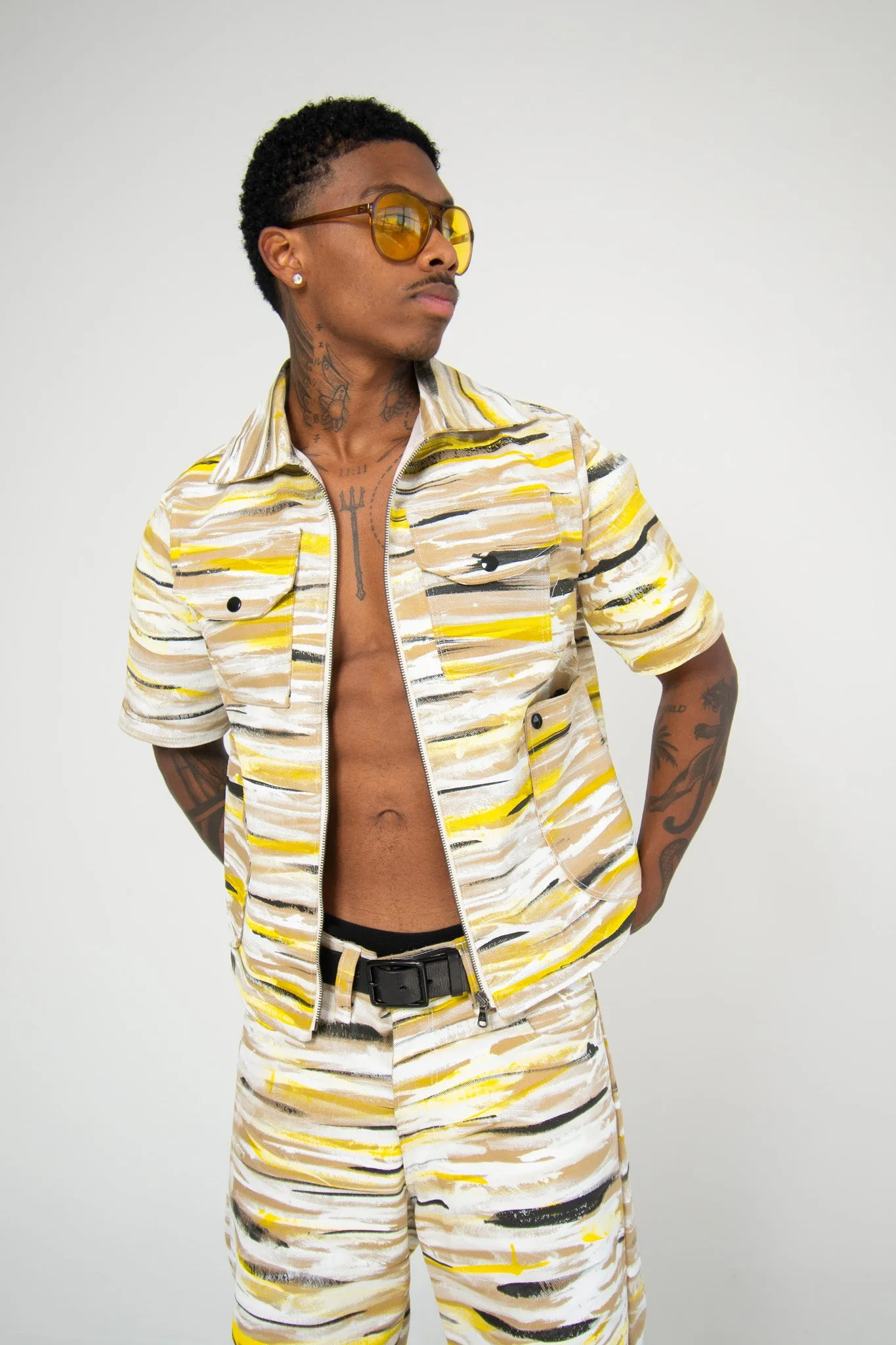 PAINT STREAK BEIGE ZIP-UP