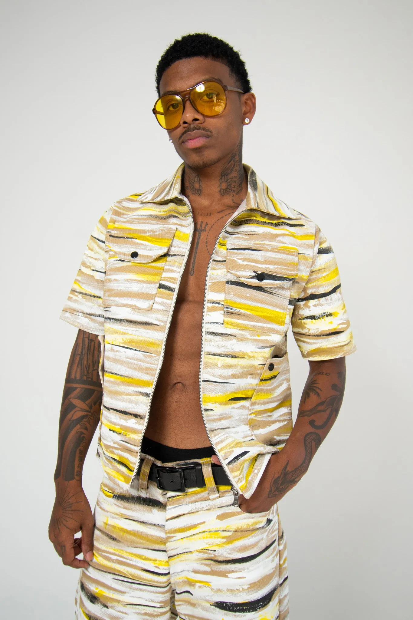 PAINT STREAK BEIGE ZIP-UP