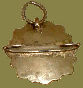 Pair of Gold-Washed Fibulae with Turquoise from Bhutan