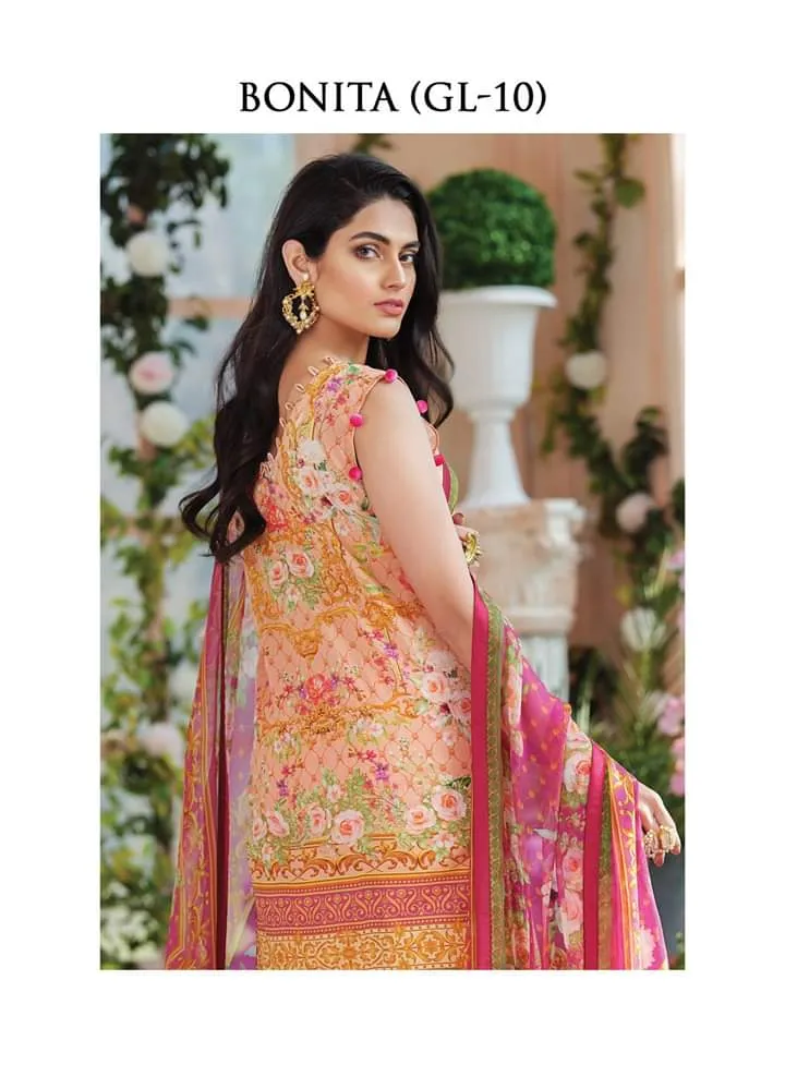 Pakistani Lawn Dress in Peach Color #M0018