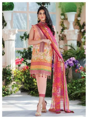 Pakistani Lawn Dress in Peach Color #M0018