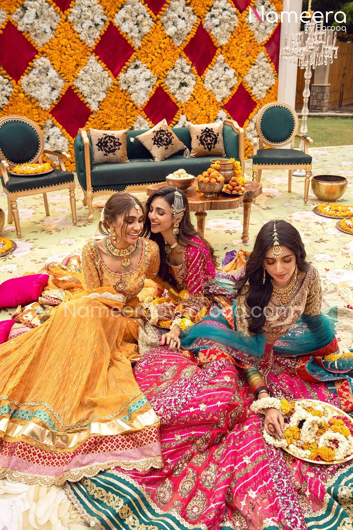 Pakistani Pink Bridal Lehengas with Choli Dress #BS605