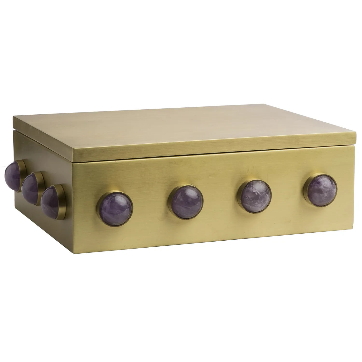Pandora Amethyst Satin Brass Boxes, Small & Large Sizes