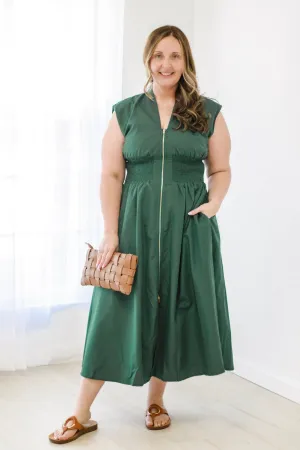 Party Glam Midi Dress in Hunter