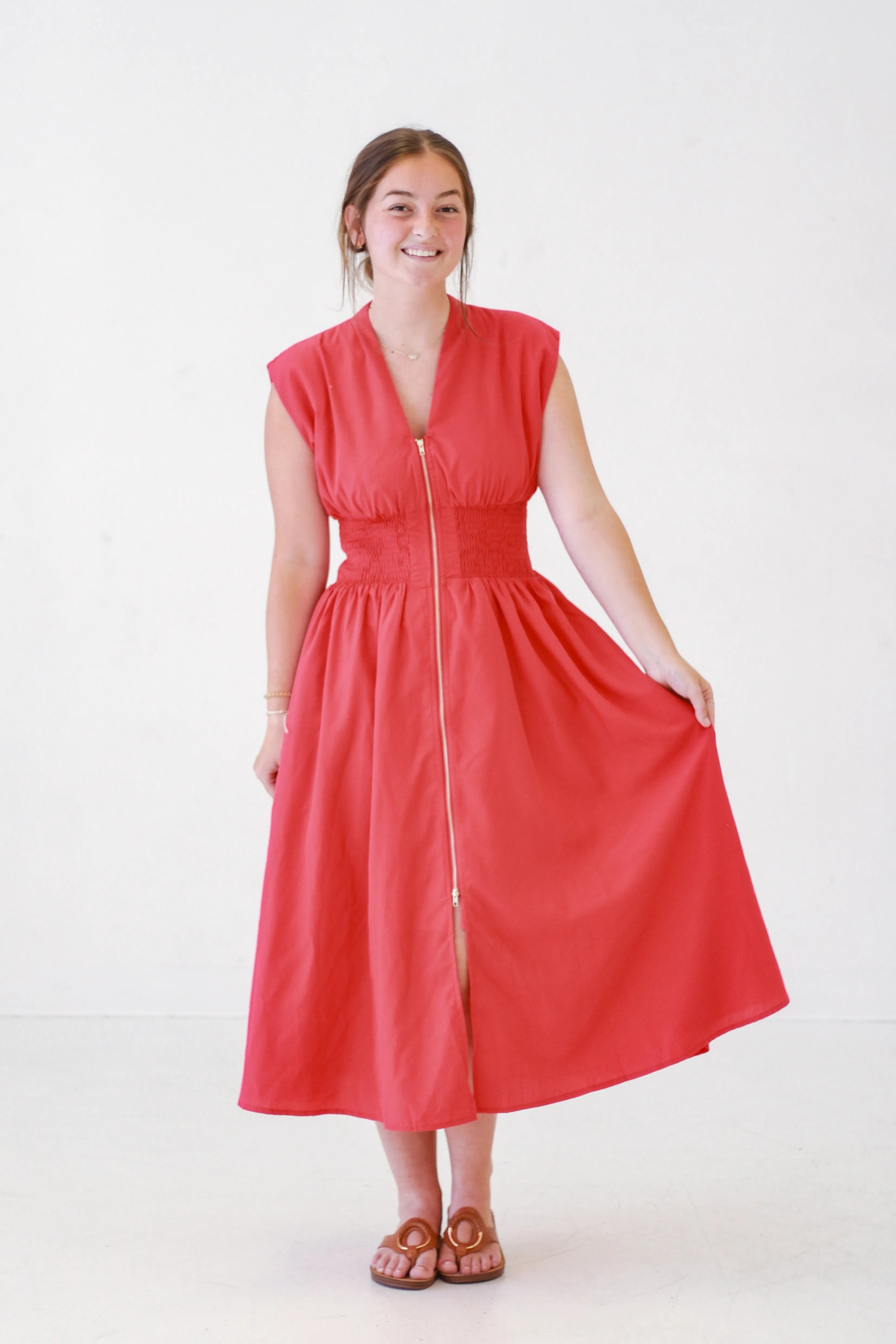 Party Glam Midi Dress in Red
