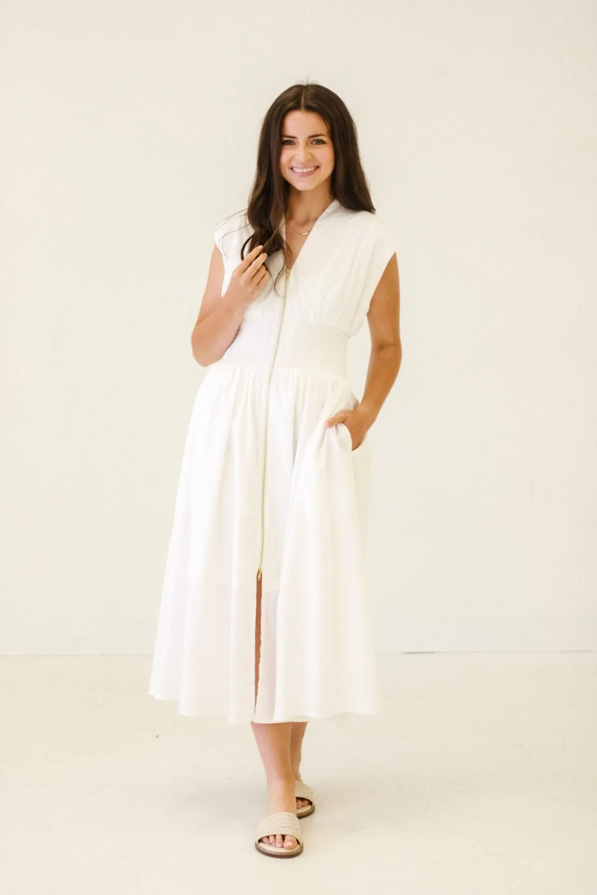 Party Glam  Midi Dress in White