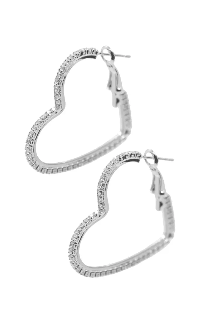 PASSIONATE EMBRACE HEART EARRINGS- SILVER