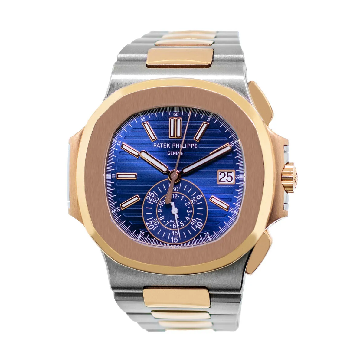 Patek Philippe Nautilus Rose Gold & Steel Blue Index Dial & Rose Gold Bezel 5980/1AR