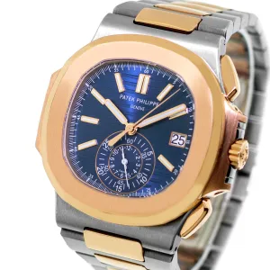 Patek Philippe Nautilus Rose Gold & Steel Blue Index Dial & Rose Gold Bezel 5980/1AR