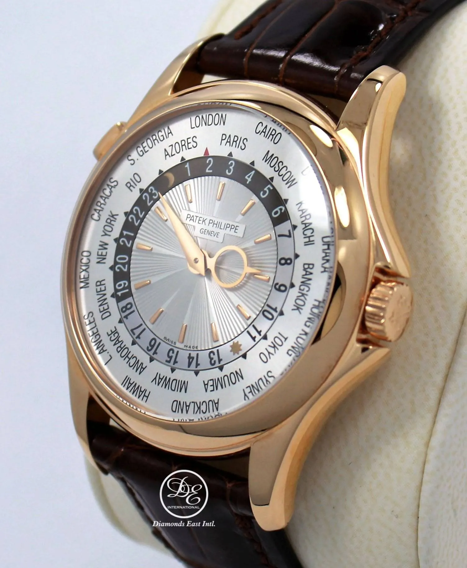 Patek Philippe World Time 5130R 18K Rose Gold  Mechanical Silver Dial BOX/PAPERS