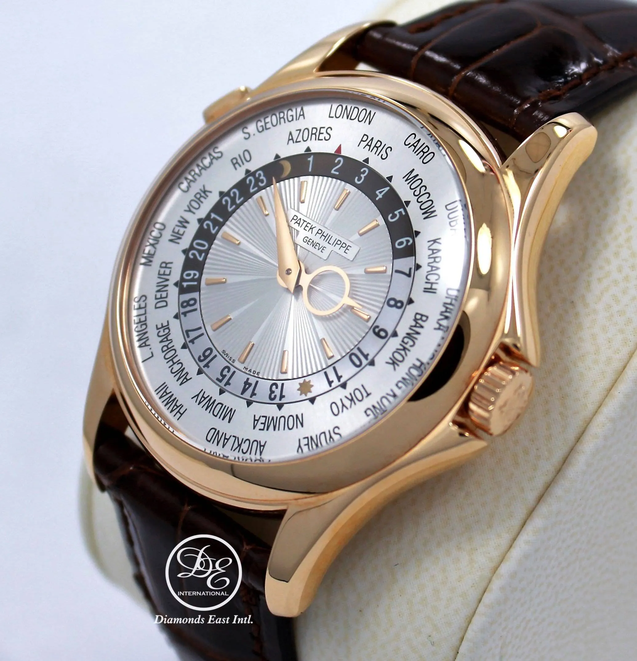 Patek Philippe World Time 5130R 18K Rose Gold  Mechanical Silver Dial BOX/PAPERS