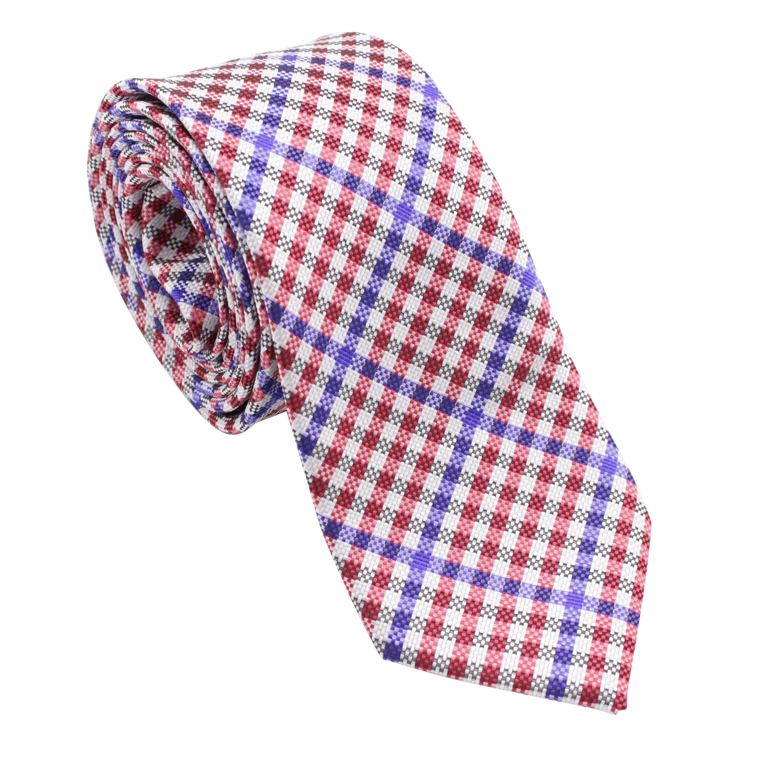 Patriot - Red, White, and Blue Gingham Patterned Long Necktie