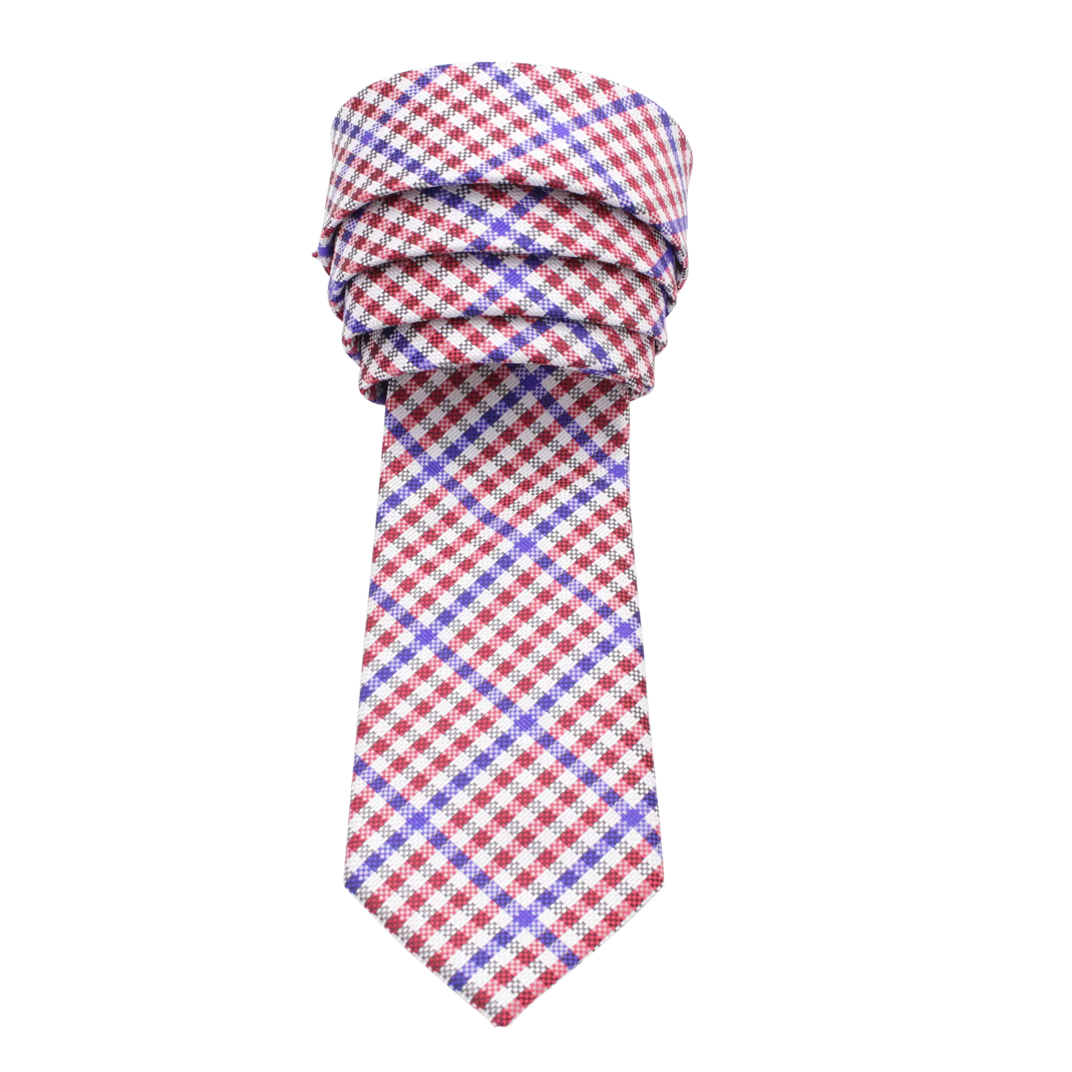 Patriot - Red, White, and Blue Gingham Patterned Long Necktie