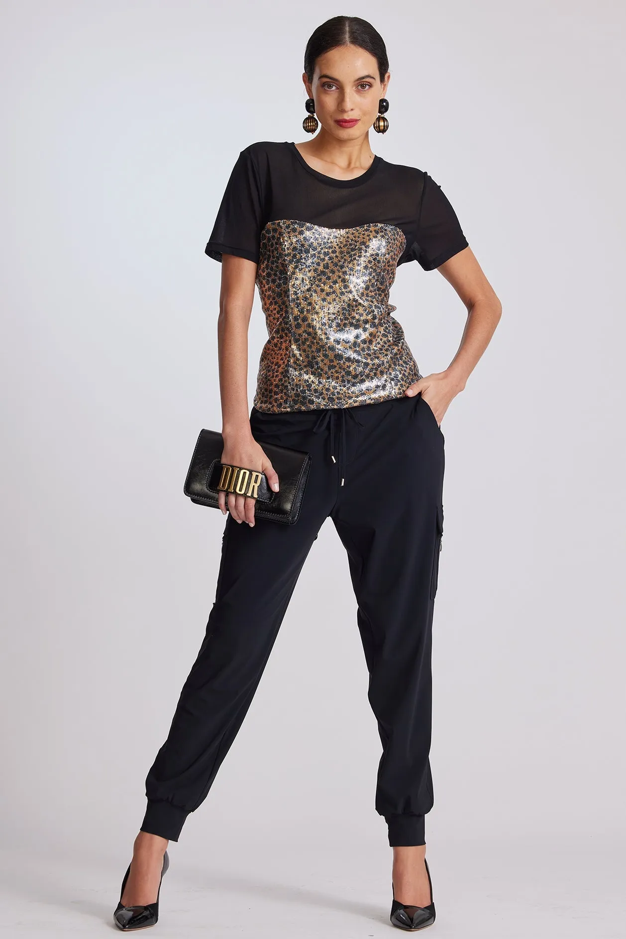 PAULA RYAN (Tall) Zip Detailed Pocket Cuffed Pant - Black