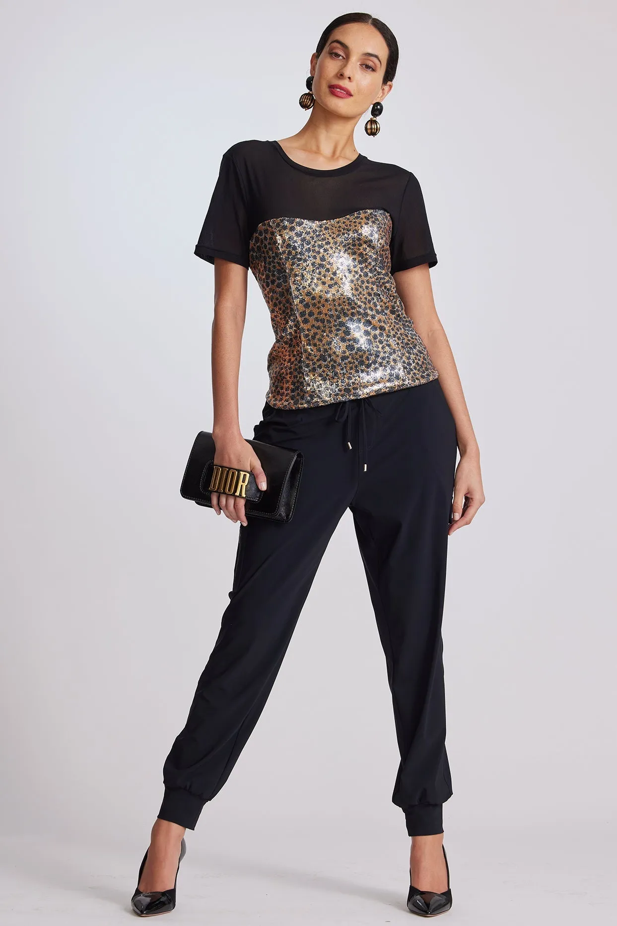 PAULA RYAN (Tall) Zip Detailed Pocket Cuffed Pant - Black