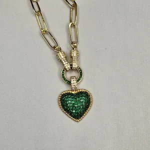 Pave Heart pendant in Paper Clip Chain Necklace | Erika Williner Designs