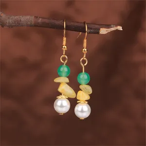 Pearl & Quartz Beads Drop Earrings