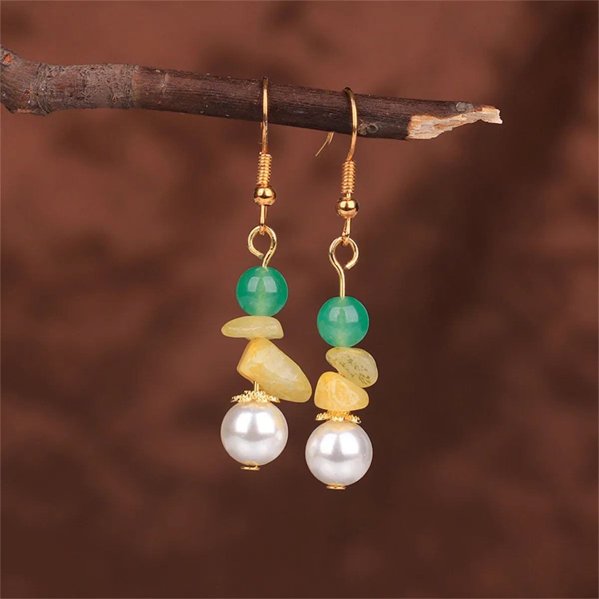 Pearl & Quartz Beads Drop Earrings