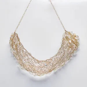 Pearl and Quartz Bib Necklace