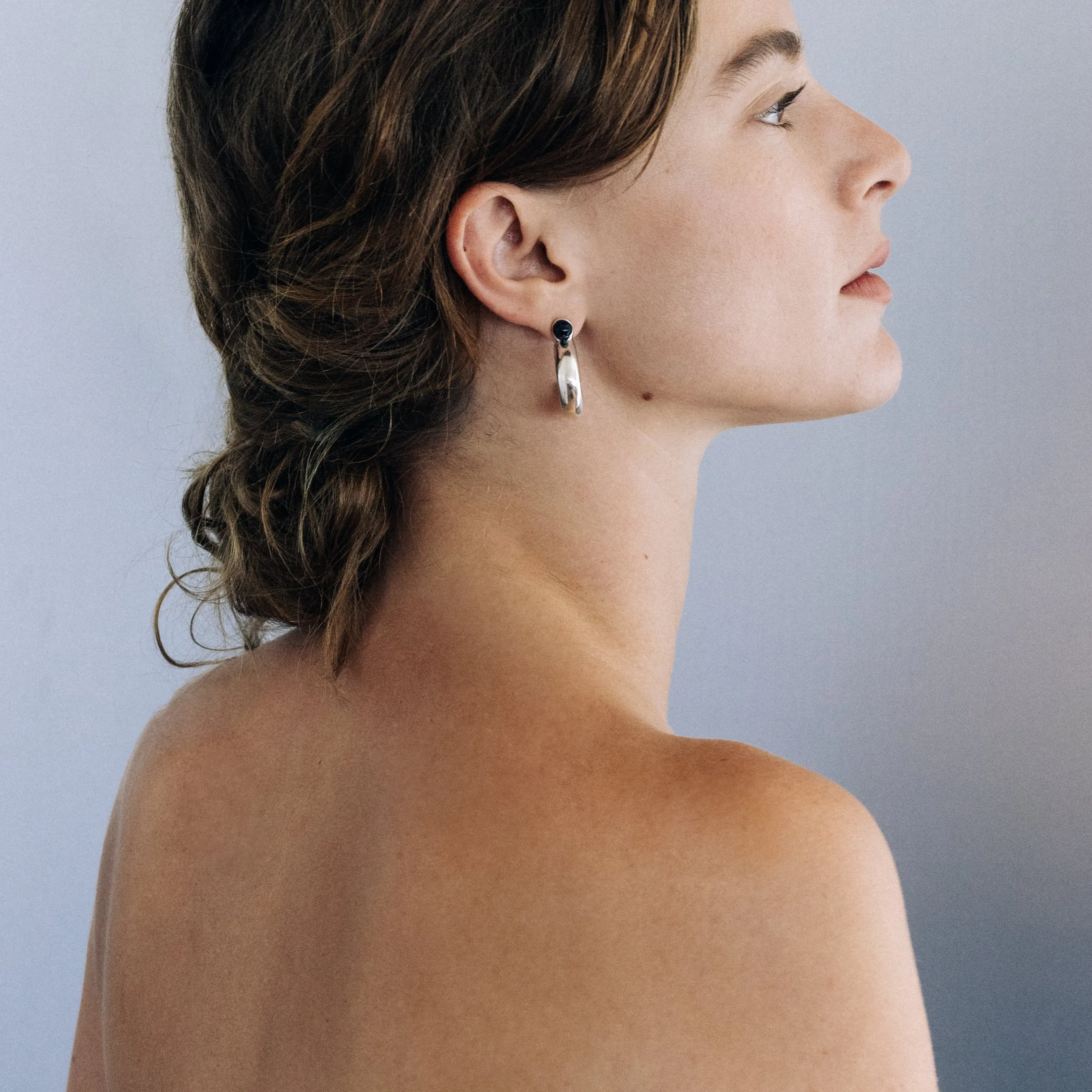 Pebble Cabochon Hoops