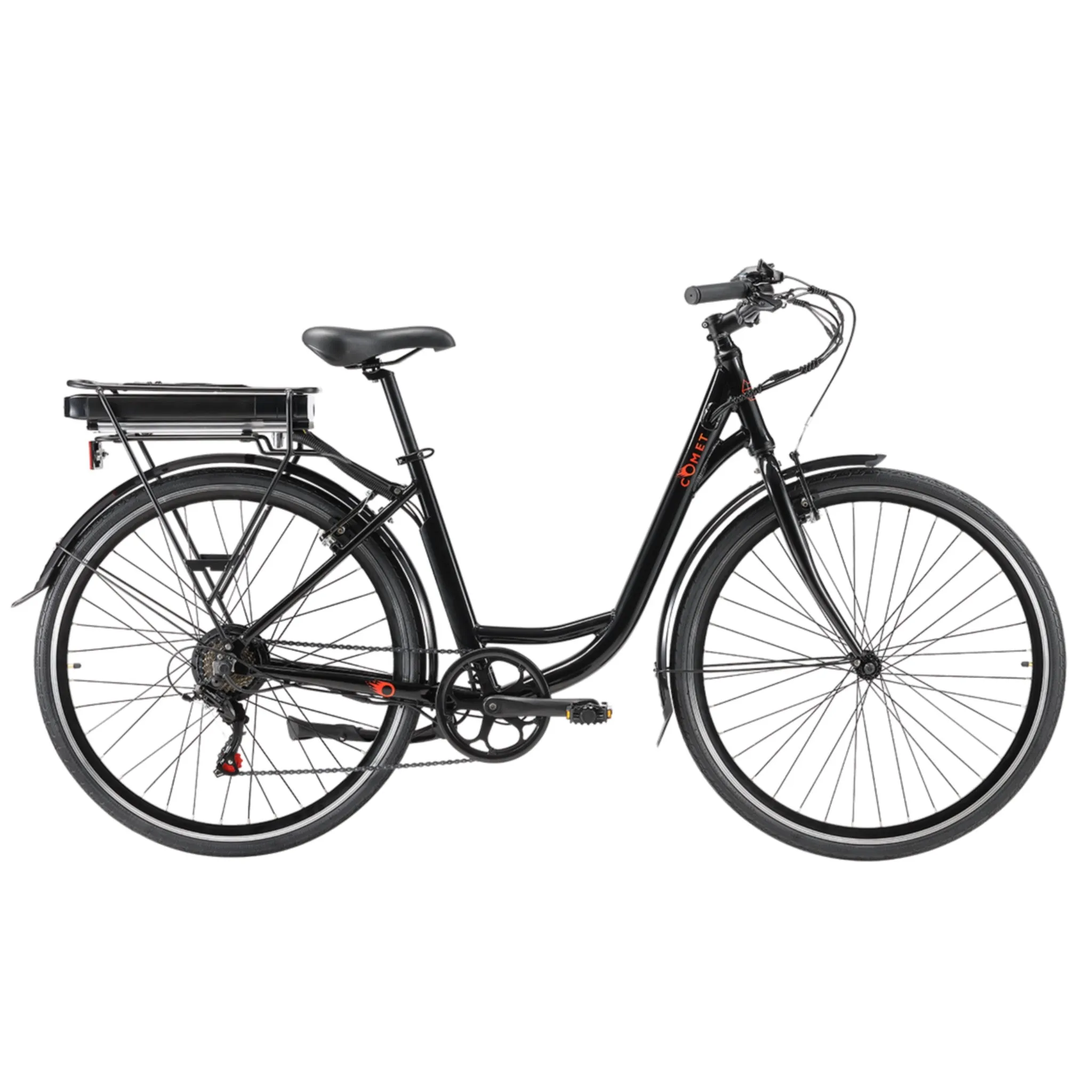 Pedal Comet Electric Cruiser Bike 374Wh Battery Black/Orange