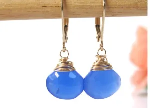 Periwinkle Chalcedony Drop Earrings