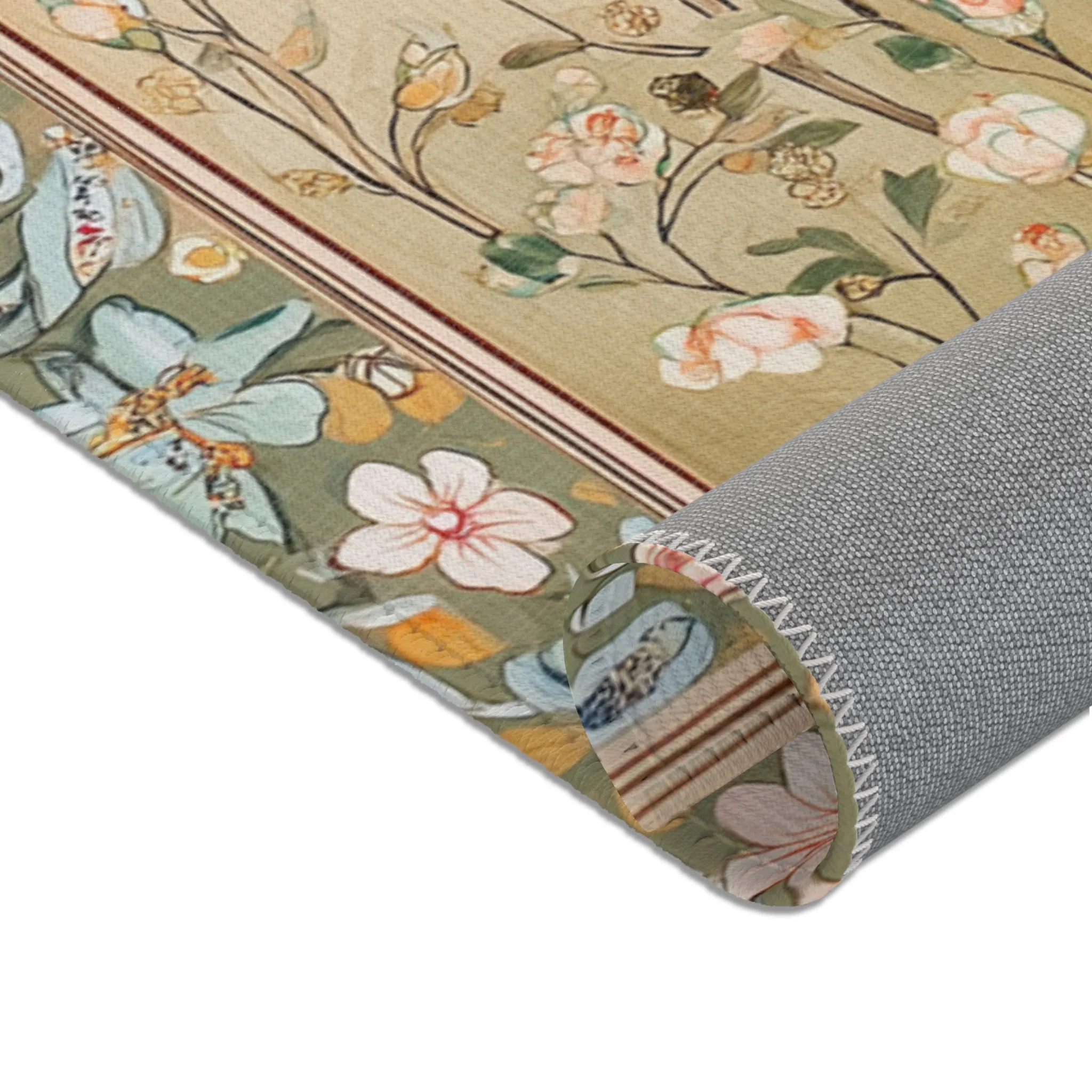 Persian Elegance Floral Black Robe Art Rugs