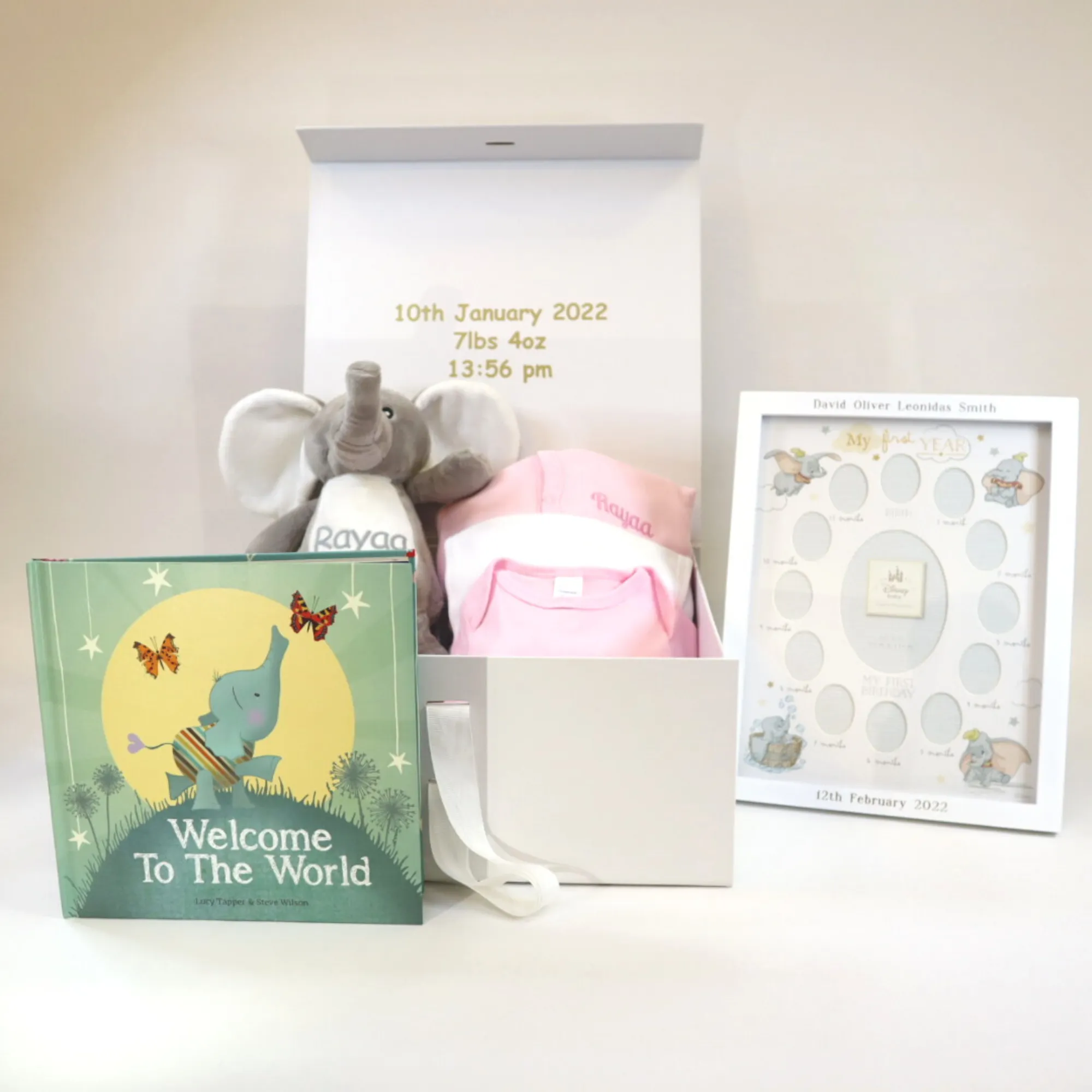 Personalised Luxury Baby Keepsake Box Gift Hamper - Welcome To The World - Pink