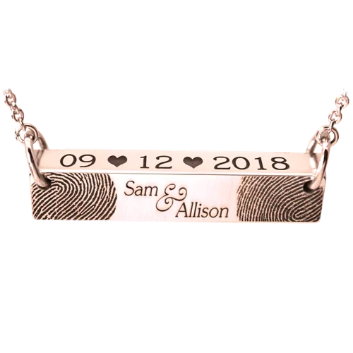 Personalized Bar Pendant Horizontal - Wedding/Anniversary Necklace or Bracelet