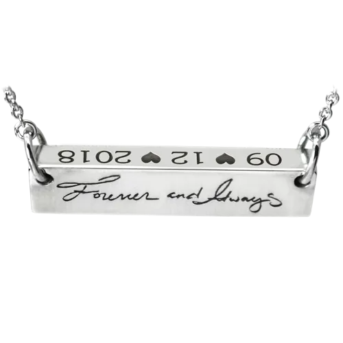 Personalized Bar Pendant Horizontal - Wedding/Anniversary Necklace or Bracelet