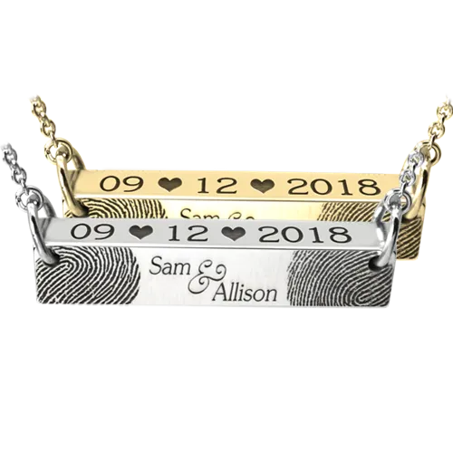Personalized Bar Pendant Horizontal - Wedding/Anniversary Necklace or Bracelet