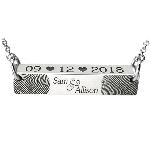 Personalized Bar Pendant Horizontal - Wedding/Anniversary Necklace or Bracelet