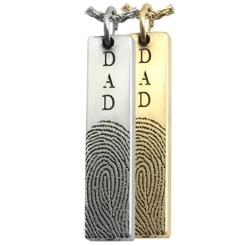 Personalized Bar Pendant Vertical Fingerprint