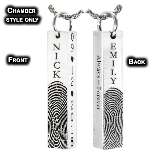 Personalized Bar Pendant Vertical Fingerprint