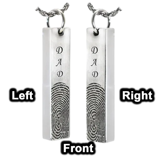 Personalized Bar Pendant Vertical Fingerprint