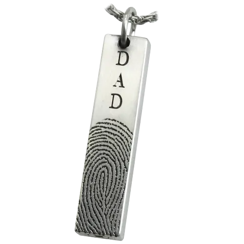 Personalized Bar Pendant Vertical Fingerprint