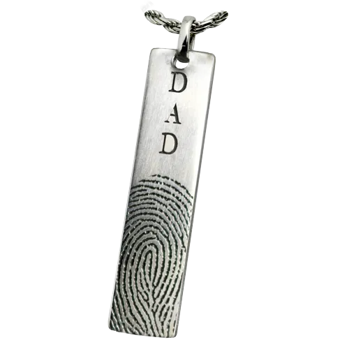 Personalized Bar Pendant Vertical Fingerprint