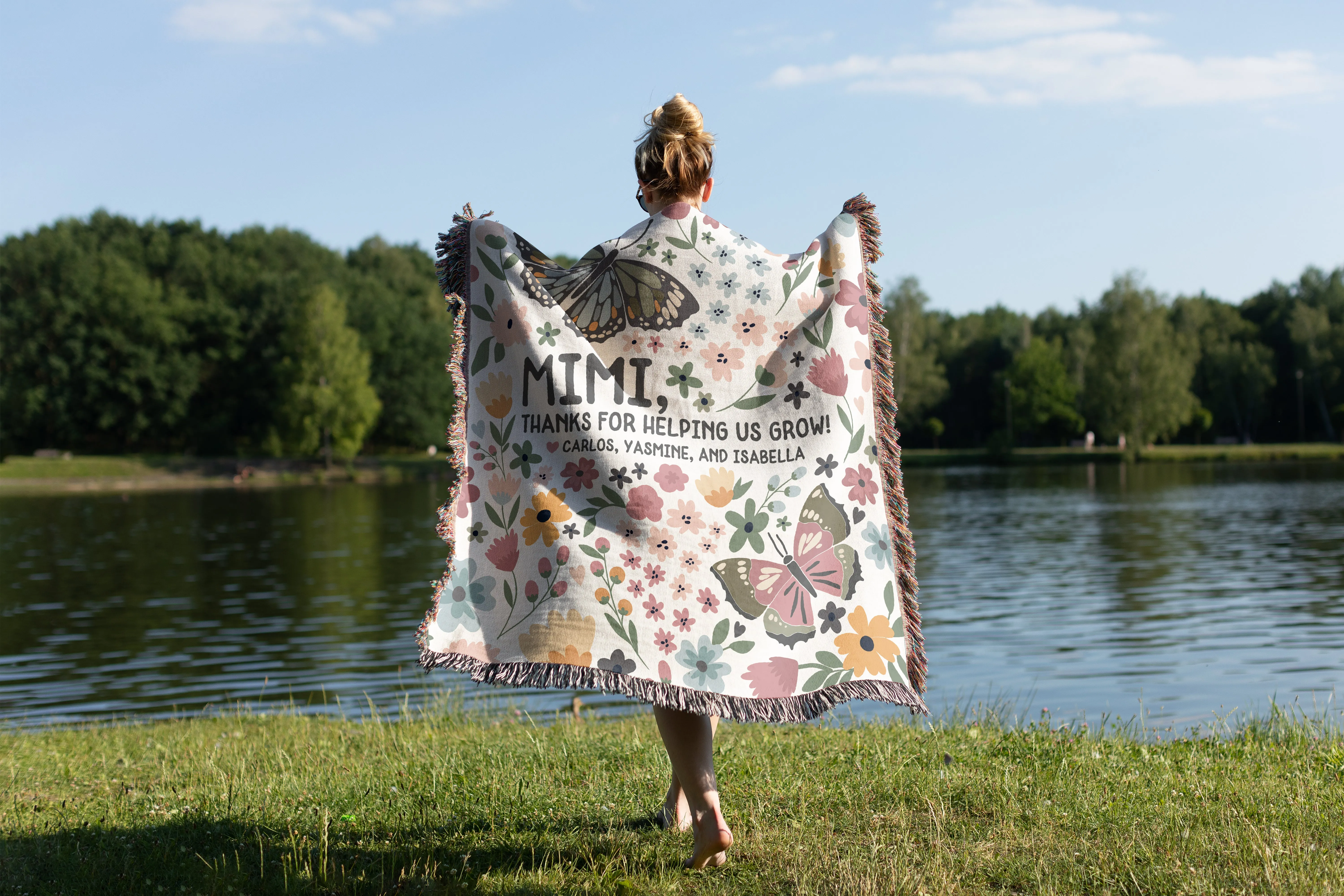Personalized Floral Mother Message Blanket