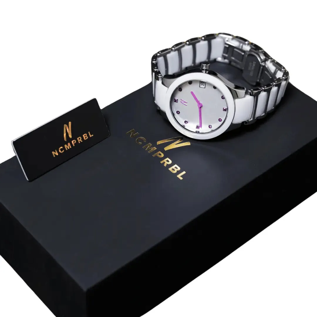 Petite Link Purple Reign 34MM Womens Ceramic Watch In White/Purple