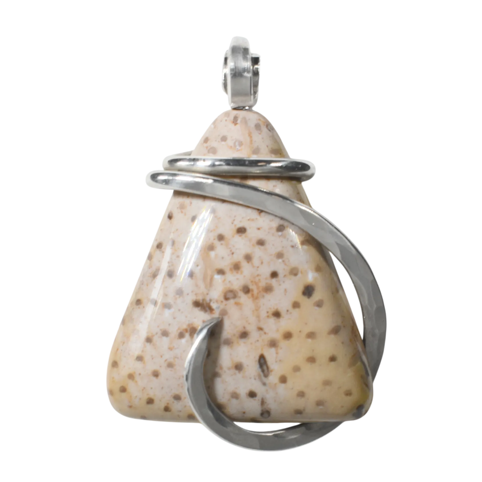 Petrified Palm Wood Handmade Stone Pendant Wrapped in Silver
