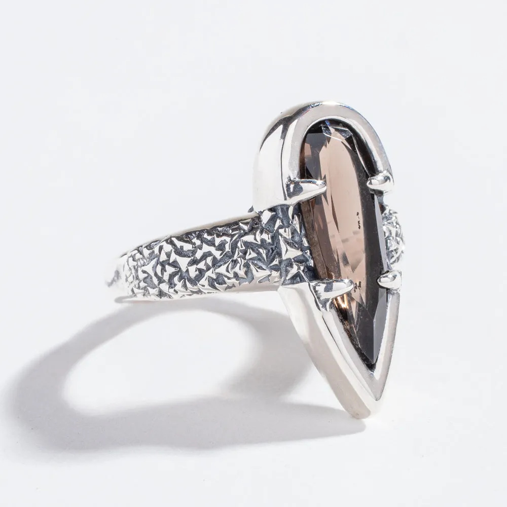 PHOENIX TEAR RING | SMOKEY QUARTZ