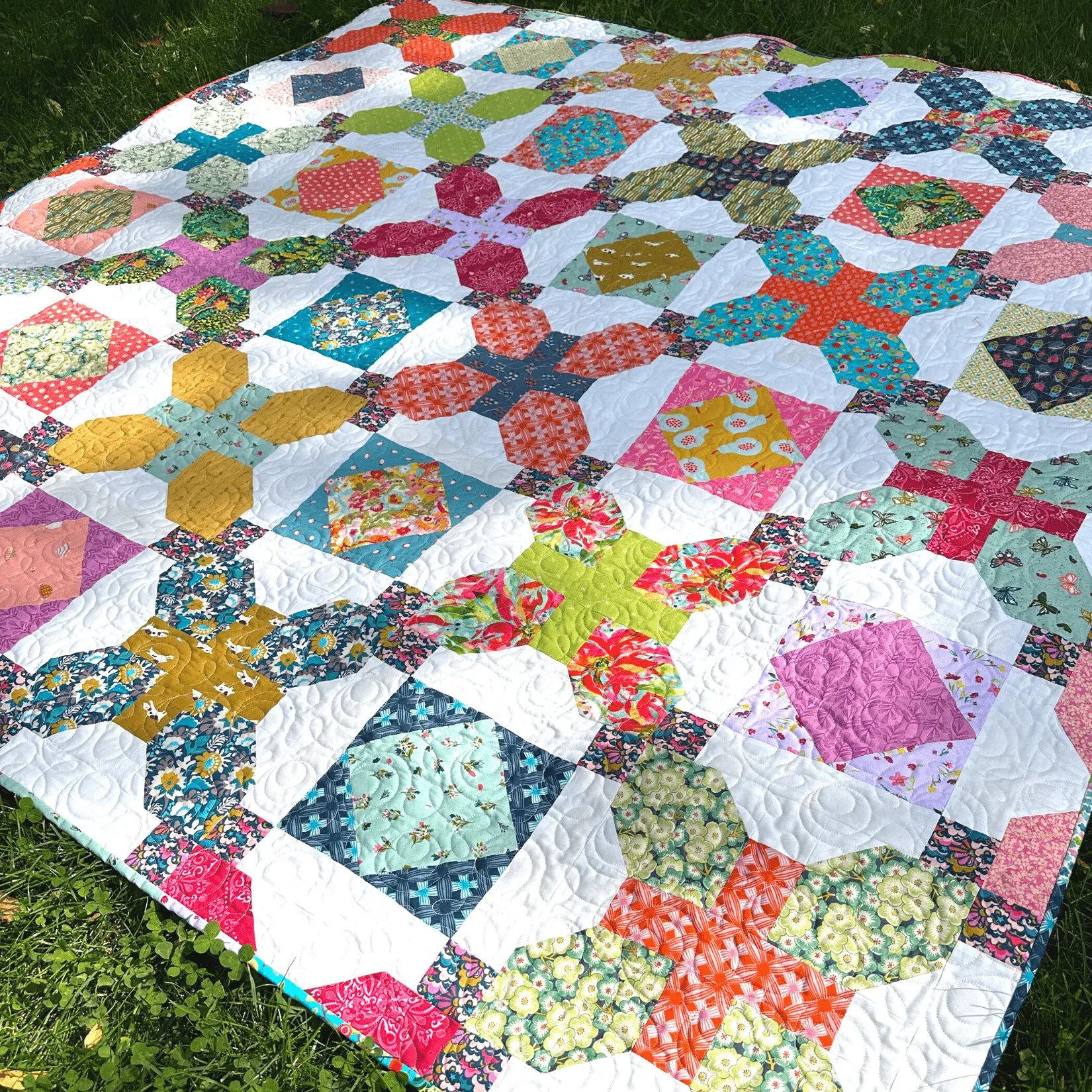 Piccadilly Fling Quilt Pattern (Digital PDF Download), by Pam Selkirk 76" x 76" Large Lap Size