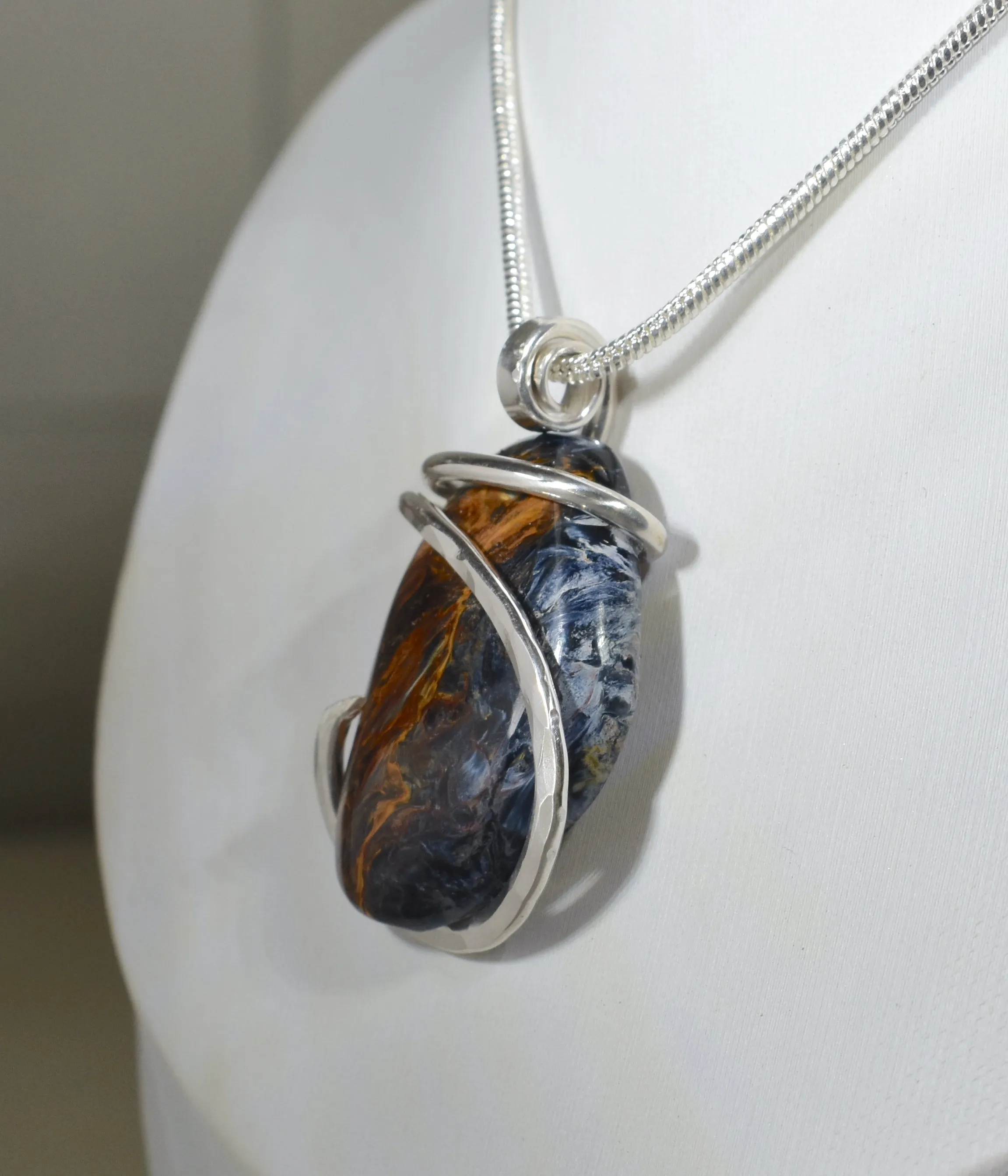 Pietersite Handmade Stone Pendant Wrapped in Silver