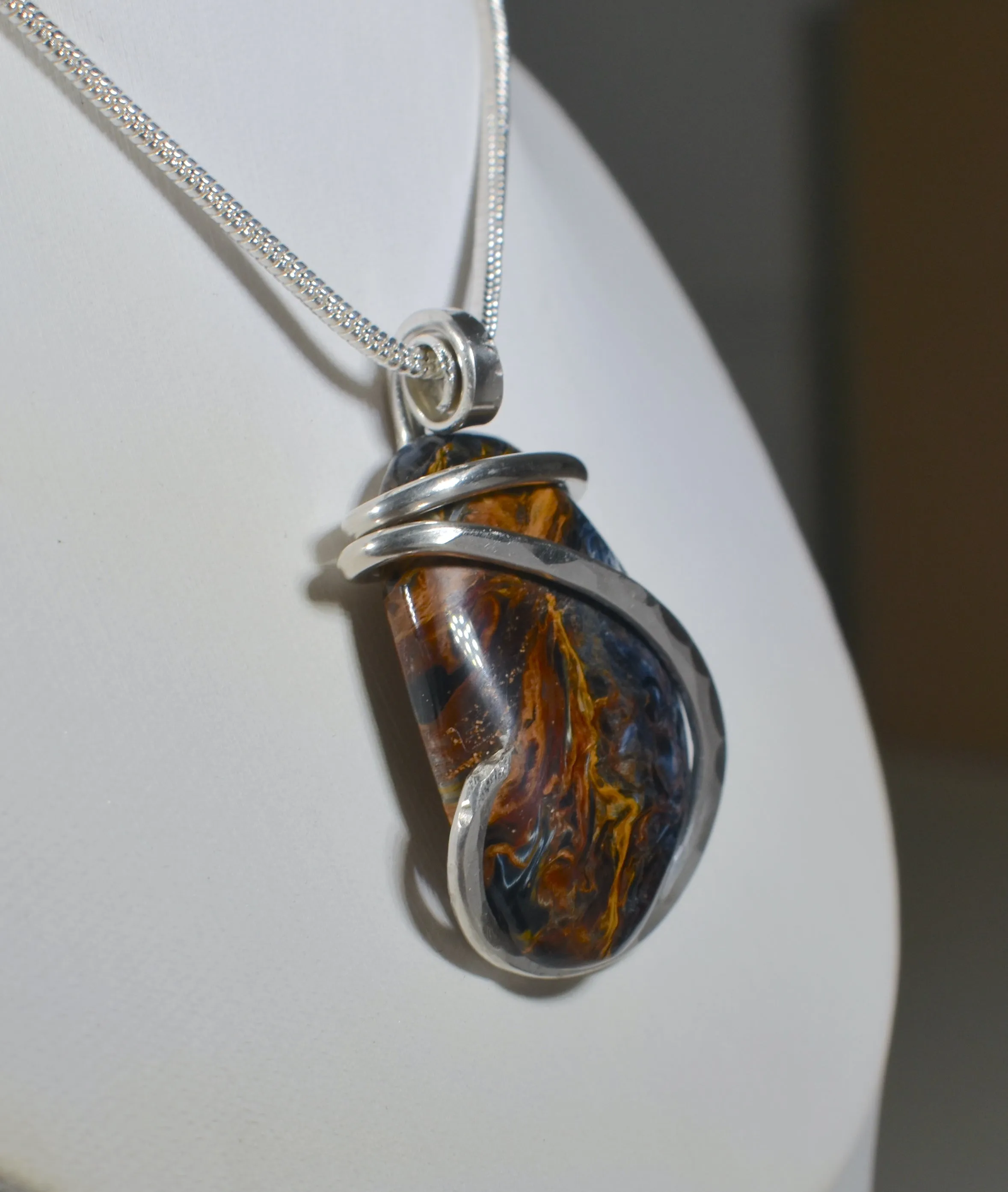 Pietersite Handmade Stone Pendant Wrapped in Silver