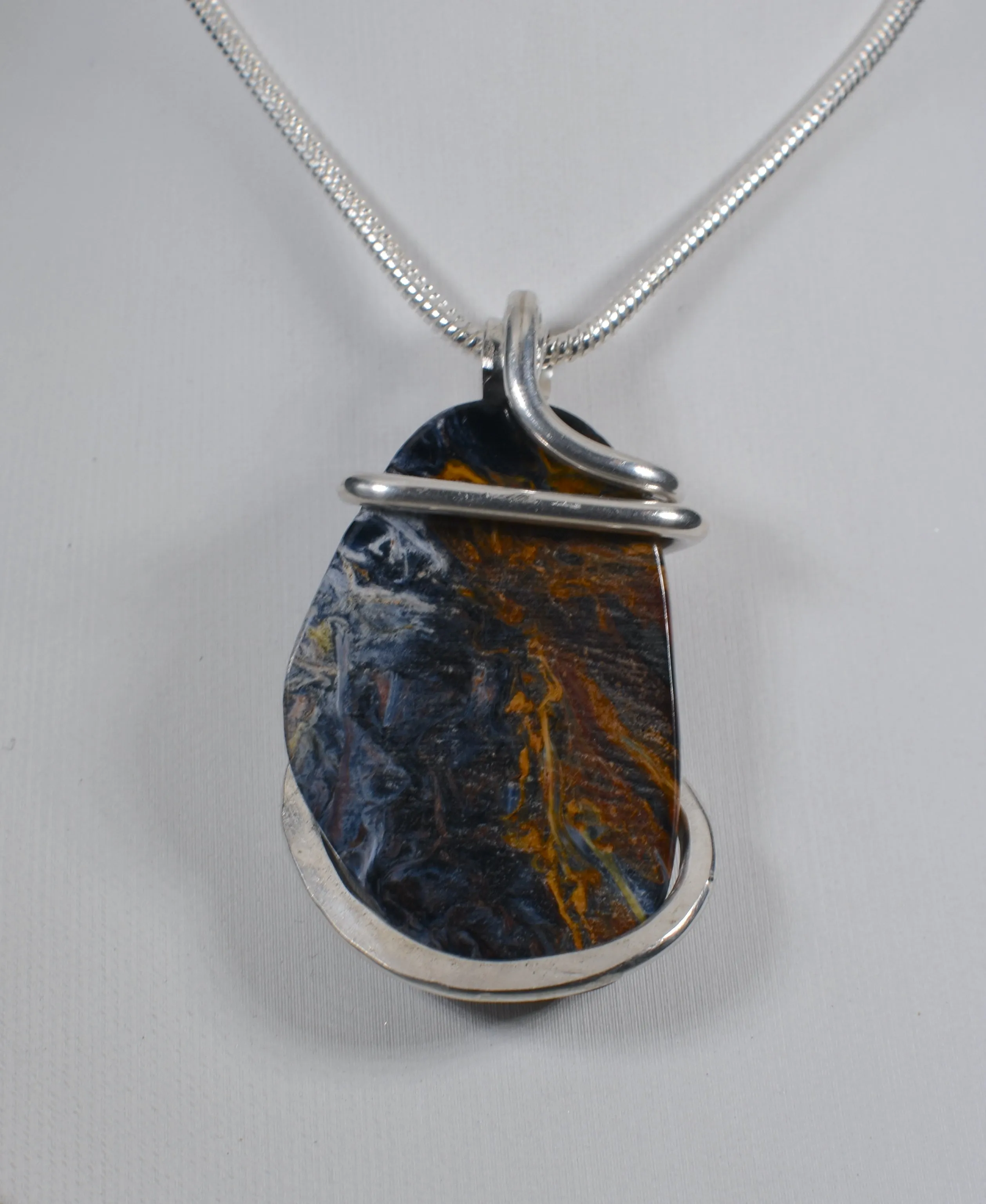 Pietersite Handmade Stone Pendant Wrapped in Silver
