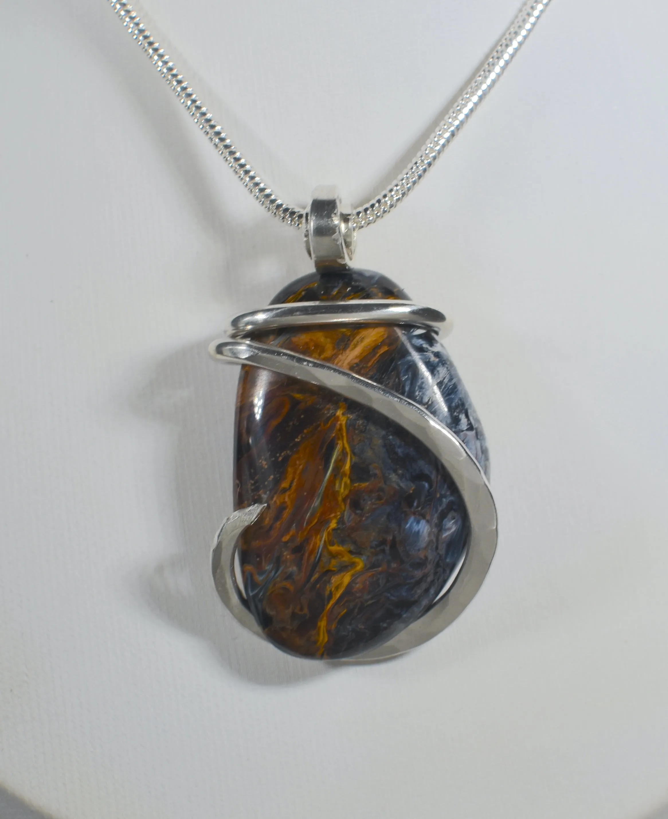 Pietersite Handmade Stone Pendant Wrapped in Silver