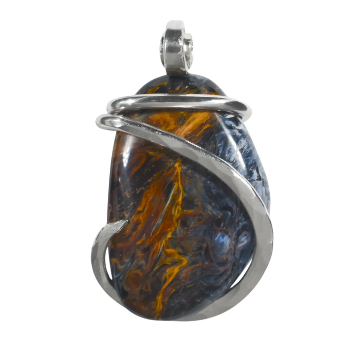 Pietersite Handmade Stone Pendant Wrapped in Silver
