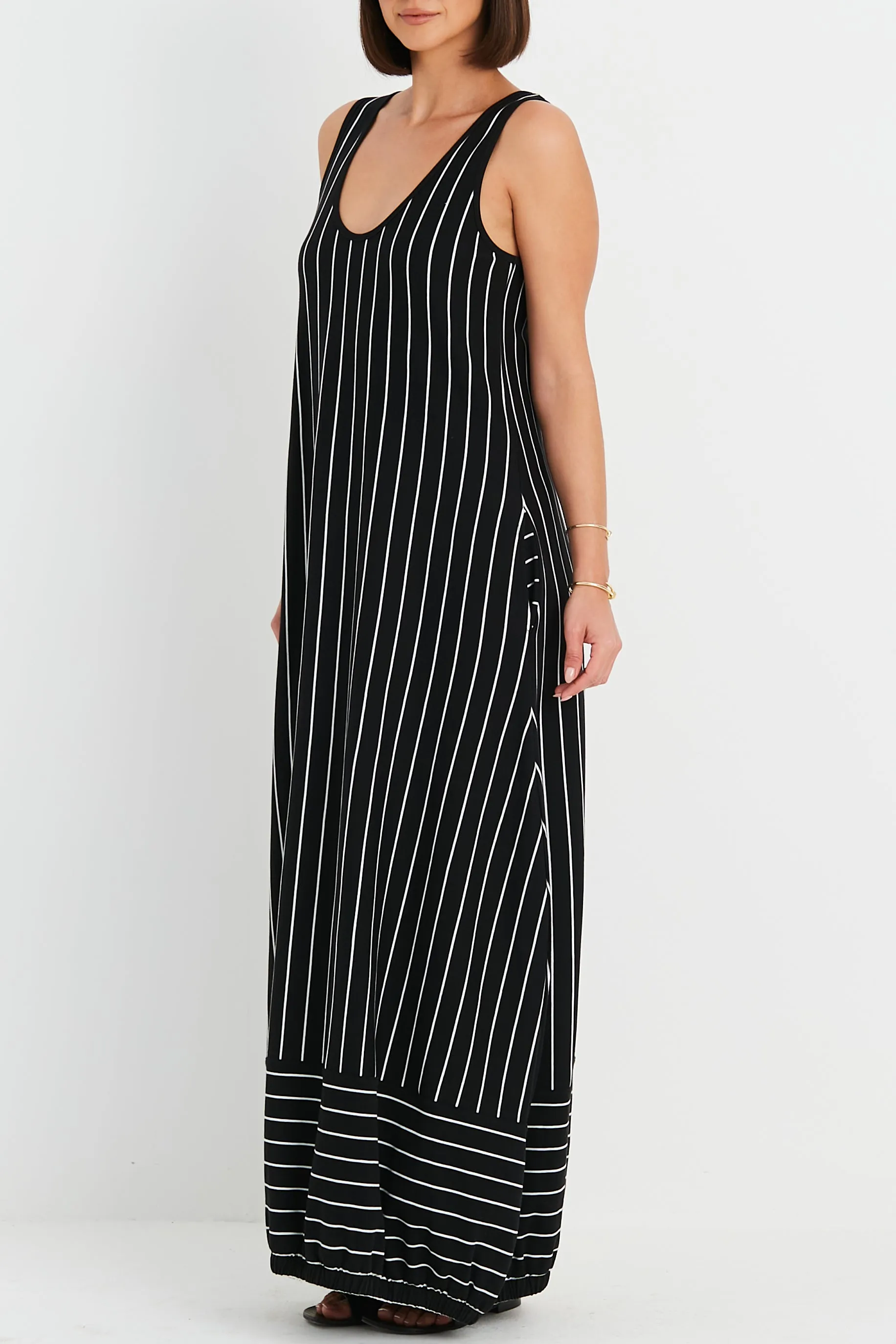 Pima Cotton Striped Lantern Dress